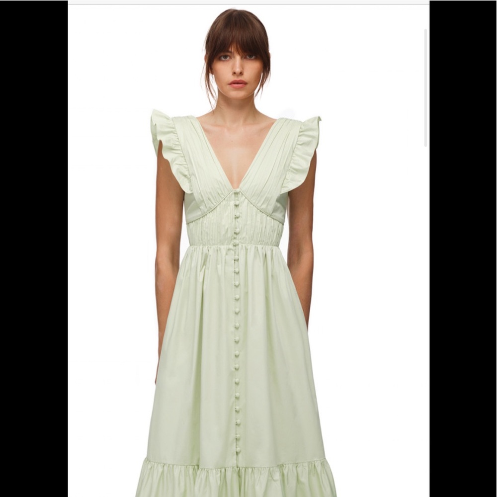 Self Portrait Pistachio Cotton Midi Dress